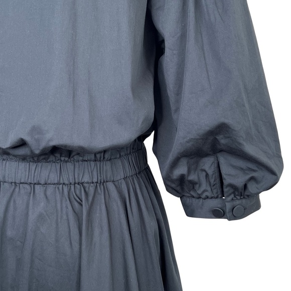 Club Monaco Dress Collared A Line Cotton Blouson Puff Sleeves Black 8 Medium M - Picture 15 of 16